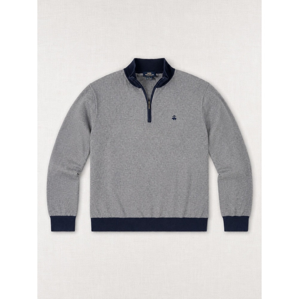 Brooks Brothers 346 Mens Large Grey Cotton Cashmere Quarter Zip Sweater Pullover